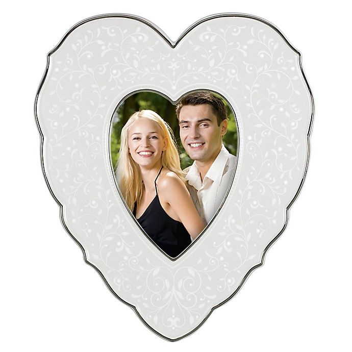 slide 1 of 1, Lenox Opal Innocence Heart-Shaped Picture Frame, 4 in x 6 in