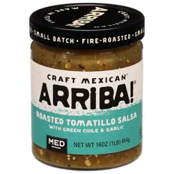 Arriba! Craft Mexican Medium Fire Roasted Tomatillo Salsa with Green Chile & Garlic 16 oz
