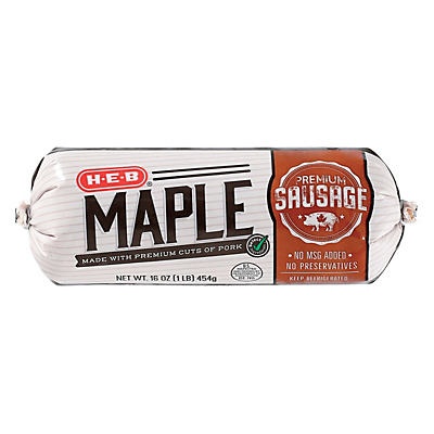 slide 1 of 1, H-E-B Fresh Maple Pork Sausage, 16 oz