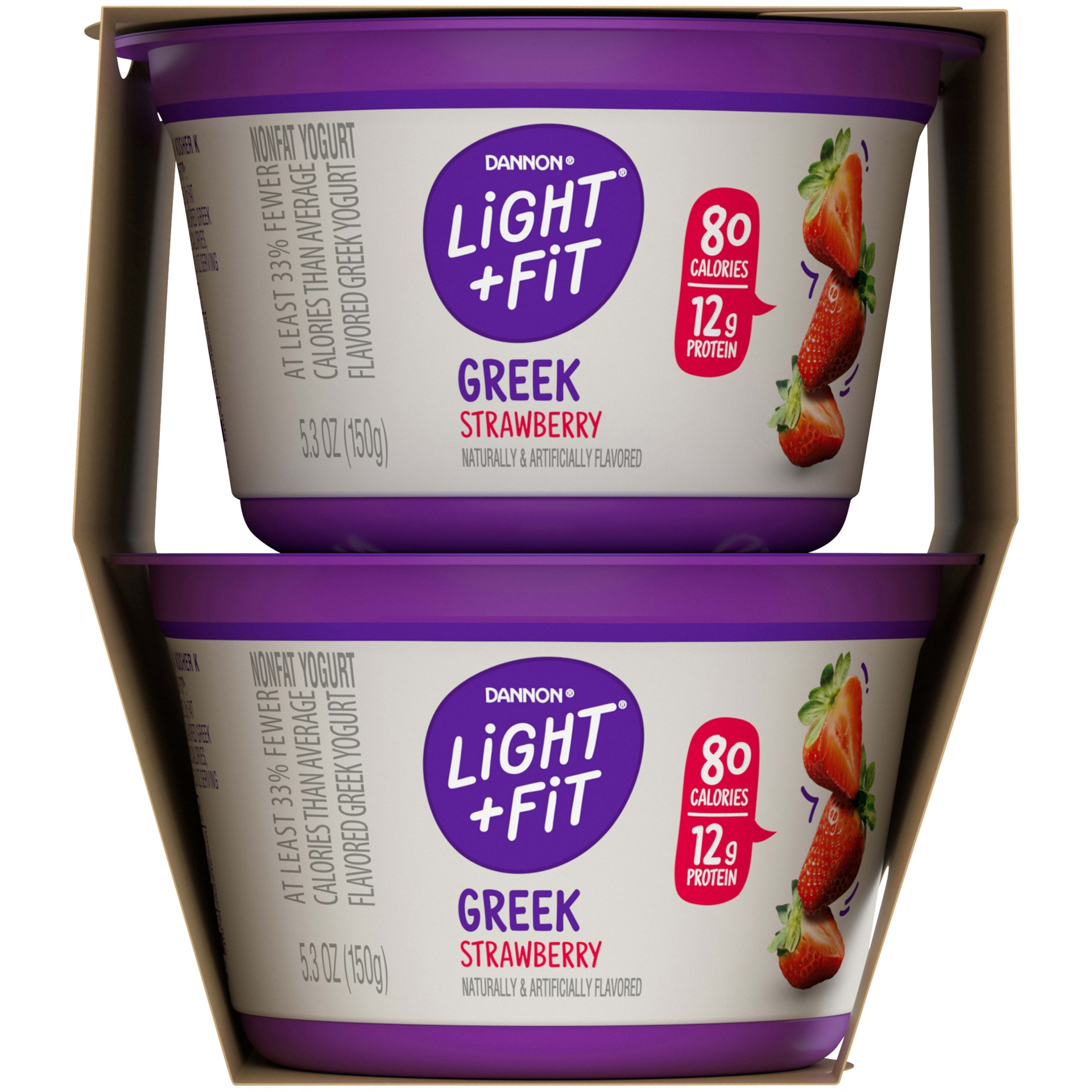 slide 4 of 5, Light + Fit Nonfat Gluten-Free Strawberry Greek Yogurt Cups, 5.3 oz