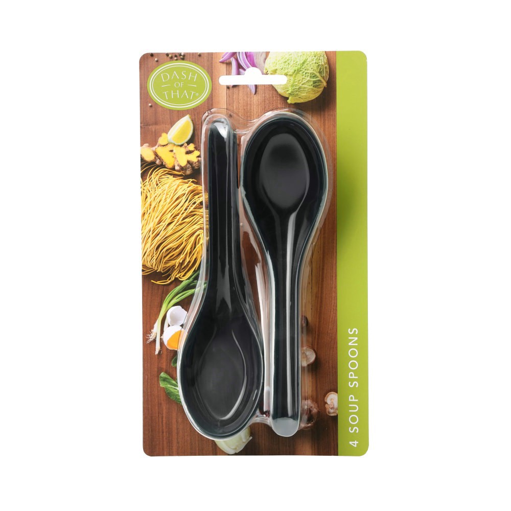 slide 3 of 3, Dash Of That 4 Soup Spoons - Black, 4 ct