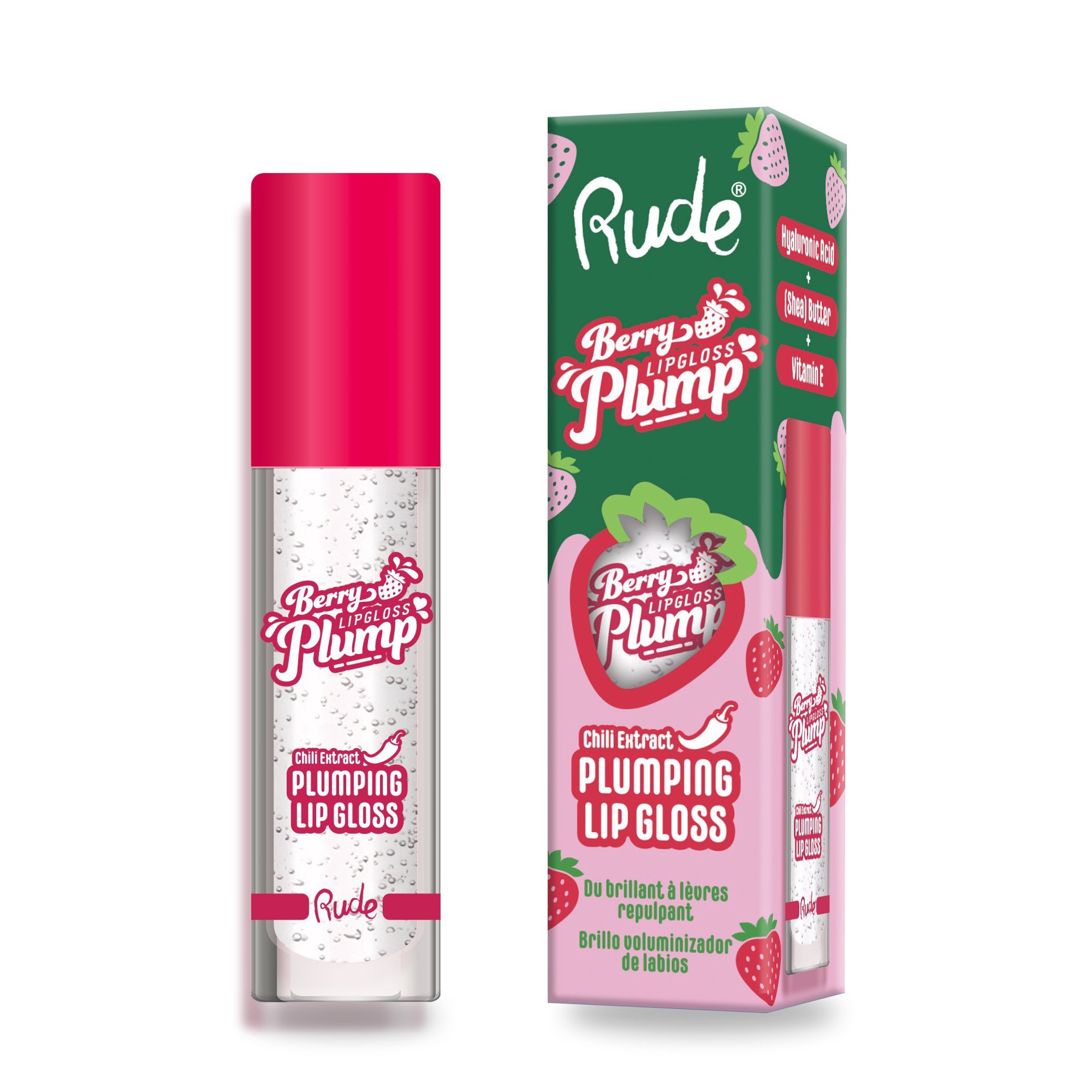 slide 1 of 1, Rude Cosmetics Berry Plumping Lip Gloss - Crystal Clear, 1 ct