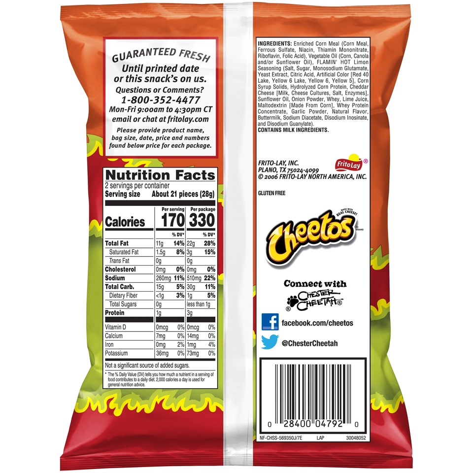 Frito-Lay Potato Chips Cheetos Flamin Hot Limon 64 ct | Shipt