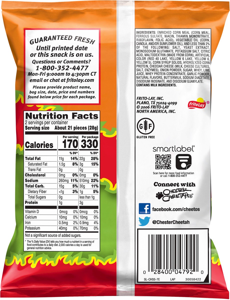 Cheetos Crunchy Flamin' Hot Limon Cheese Snacks - Shop Chips at H-E-B