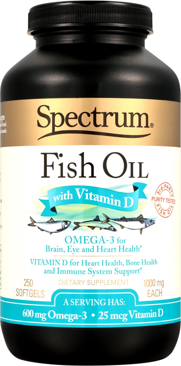 slide 6 of 8, Spectrum Fish Oil with Vitamin D Dietary Supplement Softgels 250 ct Bottle, 250 ct