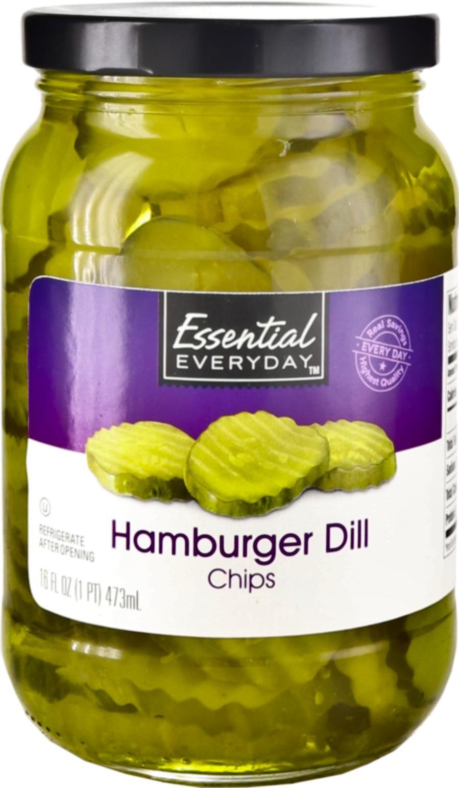 slide 1 of 1, Essential Everyday Ee Pickle Hamburger Dill Slice, 16 oz