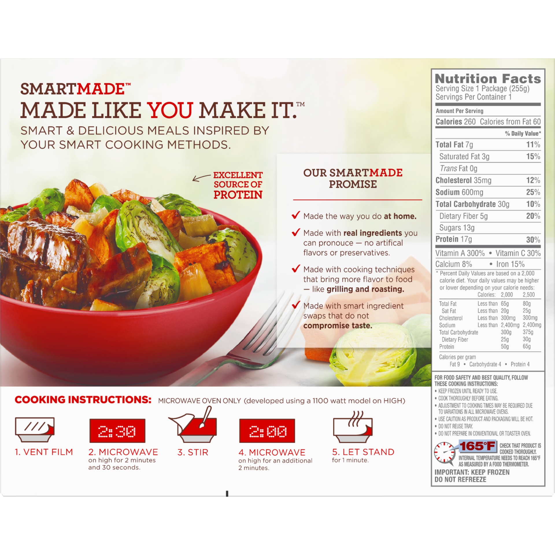 slide 2 of 2, Smart Made Rosemary Grilled Beef & Vegetables with Sweet Potatoes, Onions & Brussels Sprouts Frozen Meal, 9 oz