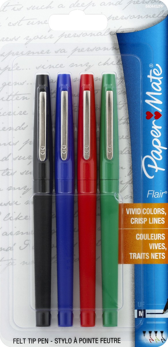 slide 1 of 8, Paper Mate Flair Felt Tip Pens, Medium Point, Business Colors, 4 ct