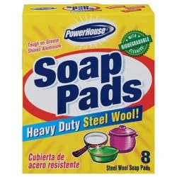 PowerHouse Heavy Duty Steel Wool Soap Pads 8 ea