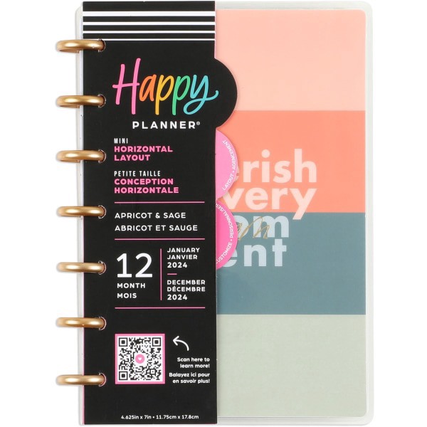 slide 7 of 7, 2024 Happy Planner Monthly/Weekly Mini Happy Planner, 4-3/5"" X 7"", Apricot & Sage, January To December, Ppmd12-147, 1 ct