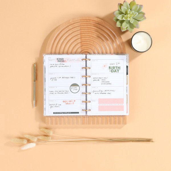 slide 3 of 7, 2024 Happy Planner Monthly/Weekly Mini Happy Planner, 4-3/5"" X 7"", Apricot & Sage, January To December, Ppmd12-147, 1 ct