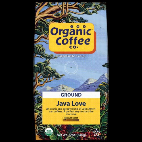 slide 1 of 5, The Organic Coffee Co. Regular Roast Ground Java Love Coffee 12 oz, 12 oz