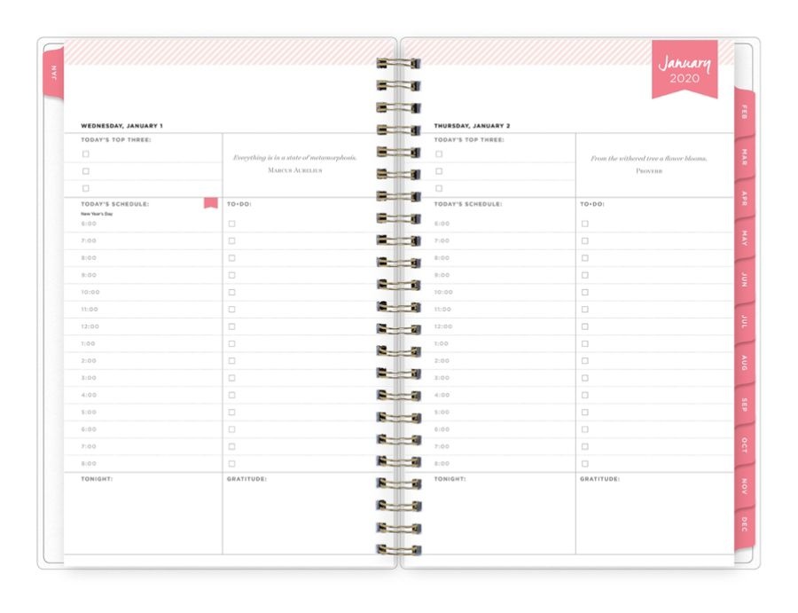 slide 4 of 4, Blue Sky Day Designer Refined Stripe Daily/Monthly Wirebound Planner, 5'' X 8'', Pink, January To December 2020, 1 ct
