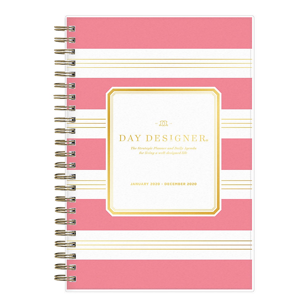 slide 1 of 4, Blue Sky Day Designer Refined Stripe Daily/Monthly Wirebound Planner, 5'' X 8'', Pink, January To December 2020, 1 ct