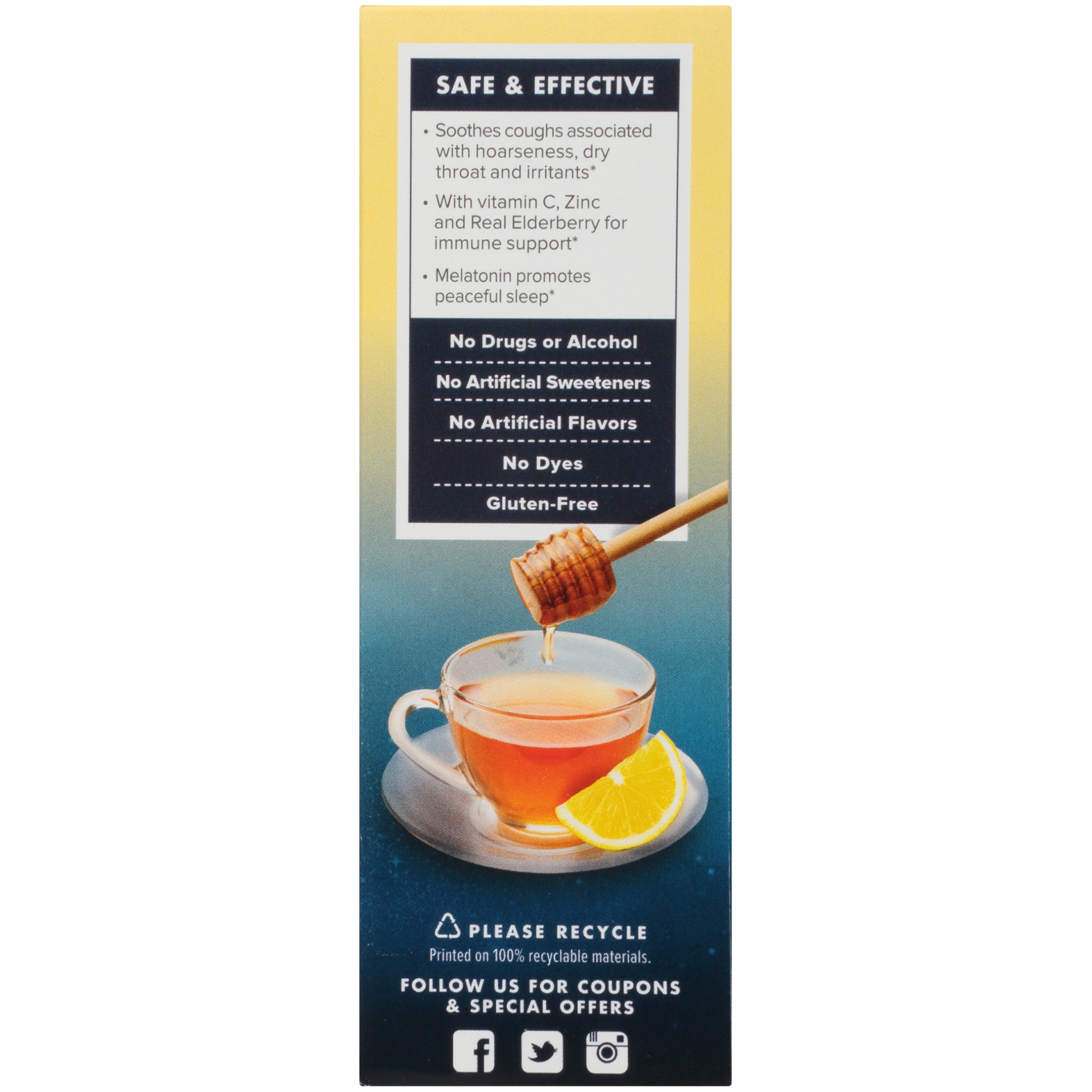 Zarbee's Cough & Throat Relief Nighttime Drink Mix Powder - Honey Lemon