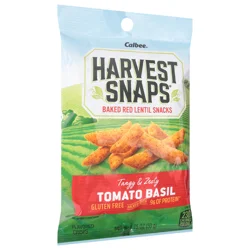 Harvest Snaps Baked Red Lentil Snacks Tangy & Zesty Tomato Basil Flavored Crisps 1.75 oz