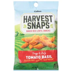 Harvest Snaps Baked Red Lentil Snacks Tangy & Zesty Tomato Basil Flavored Crisps 1.75 oz