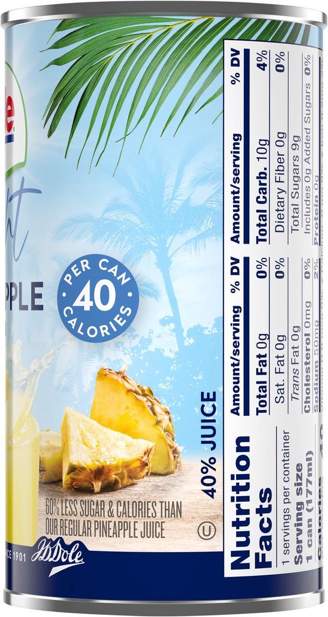 slide 8 of 14, DOLE Juice Light Pineapple Juice Drink Not From Concentrate 6oz Can Label SKU 00008 (7165616), 6 fl oz