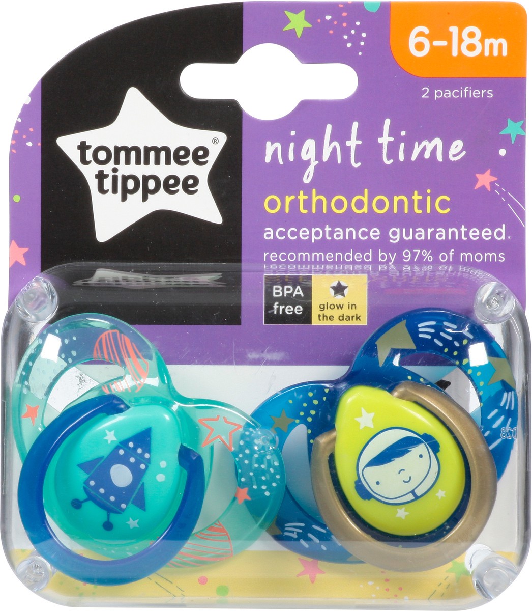 slide 3 of 9, Tommee Tippee Tom Tippee Night Time Pacifier 618M Night, 2 ct