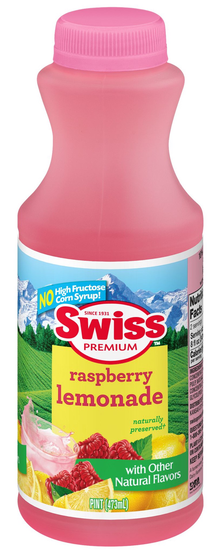 slide 1 of 4, Swiss Premium Raspberry Lemonade - 1 Pint Plastic Bottle - 1 pint, 1 ct