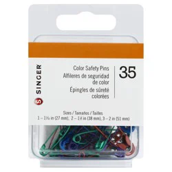SINGER Metallic Safety Pins , Assorted Sizes, 35 Count