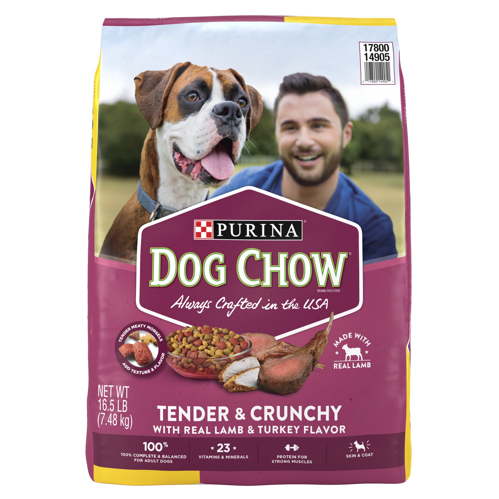 slide 1 of 8, Dog Chow Purina Dog Chow High Protein Dry Dog Food, Tender & Crunchy With Real Lamb & Turkey Flavor, 16.5 lb