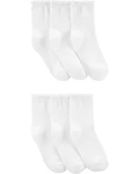 Carter's 6-Pack Crew Socks White, Size 4-7