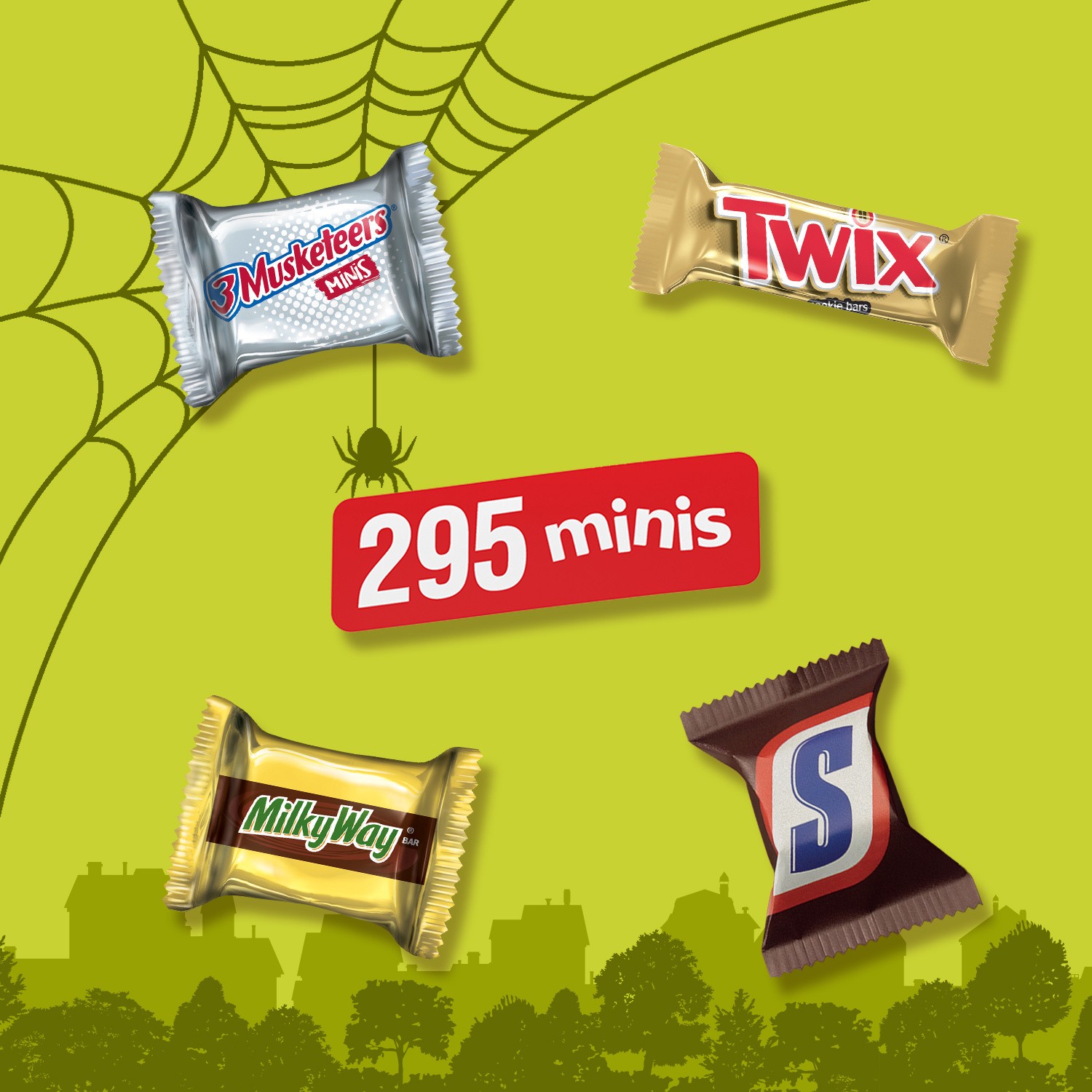 slide 6 of 8, Wrigley SNICKERS, TWIX, MILKY WAY & 3 MUSKETEERS Minis Halloween Candy Variety Pack, 295 Ct Bulk Bag, 82.36 oz