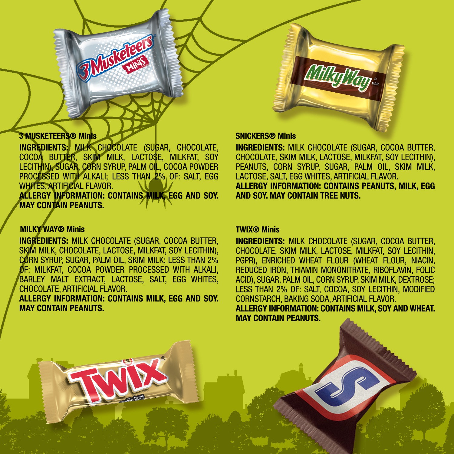 slide 2 of 8, Wrigley SNICKERS, TWIX, MILKY WAY & 3 MUSKETEERS Minis Halloween Candy Variety Pack, 295 Ct Bulk Bag, 82.36 oz
