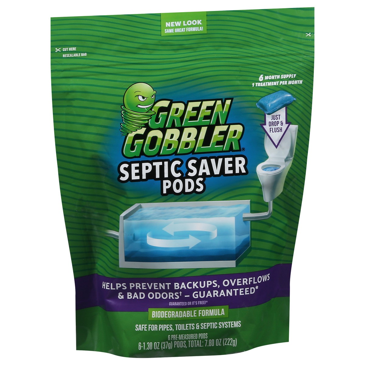 slide 2 of 9, Green Gobbler Septic Saver Pods 6 - 1.30 oz Pods, 6 ct