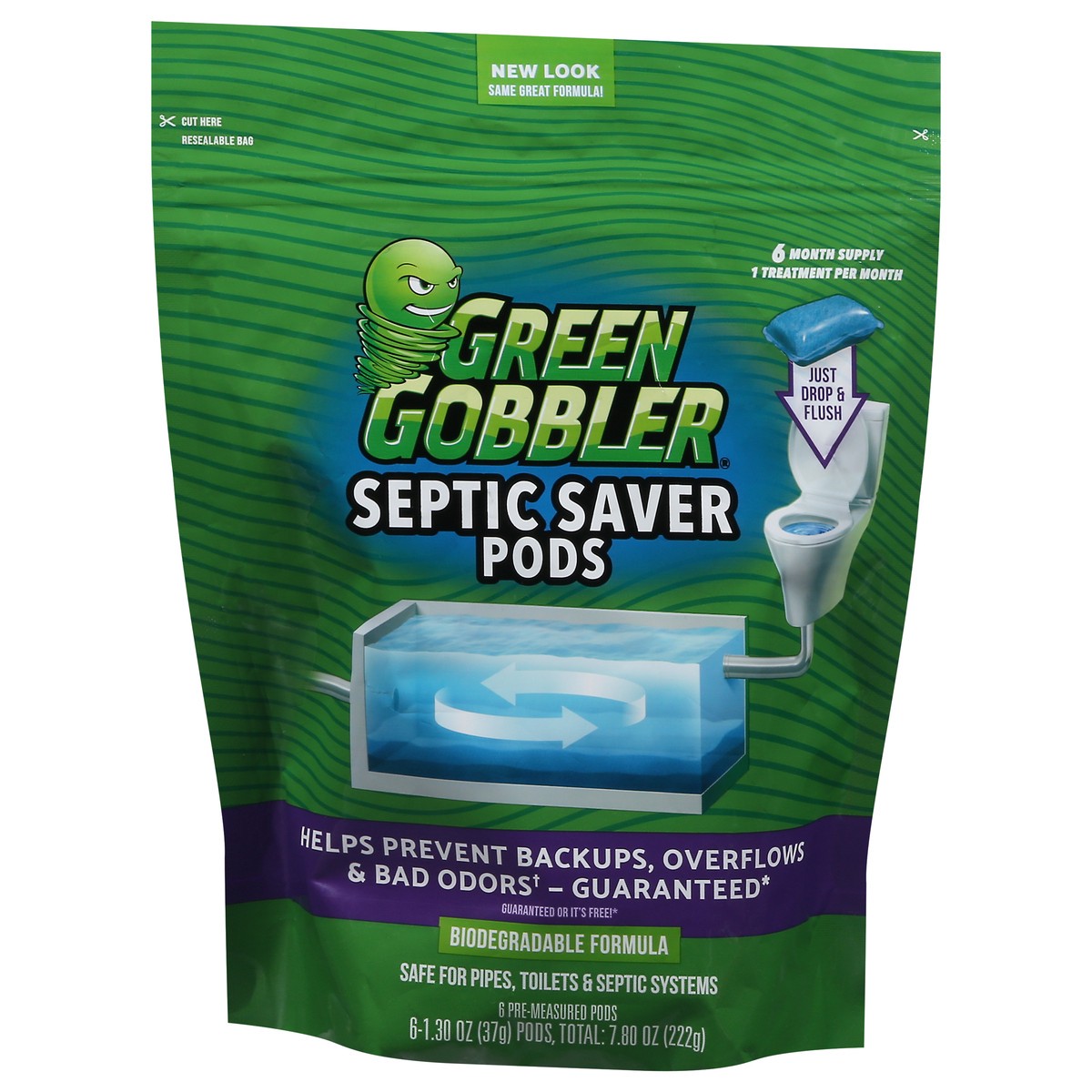 slide 3 of 9, Green Gobbler Septic Saver Pods 6 - 1.30 oz Pods, 6 ct