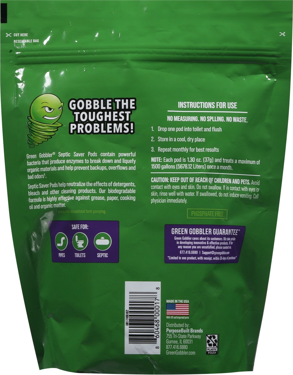 slide 5 of 9, Green Gobbler Septic Saver Pods 6 - 1.30 oz Pods, 6 ct