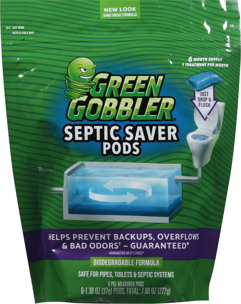 slide 8 of 9, Green Gobbler Septic Saver Pods 6 - 1.30 oz Pods, 6 ct