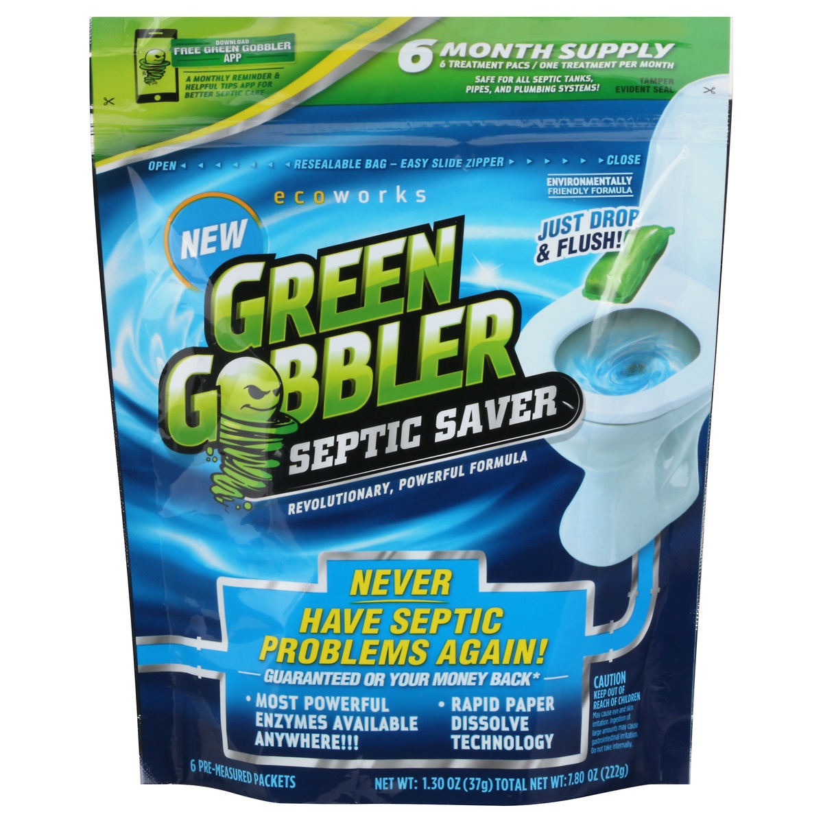 Green Gobbler Septic Saver 6 - 1.30 oz Packets 6 ct | Shipt