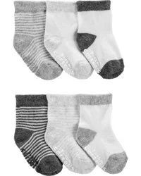 Carter's Carters Baby 6-Pack Booties White/Grey 0-3