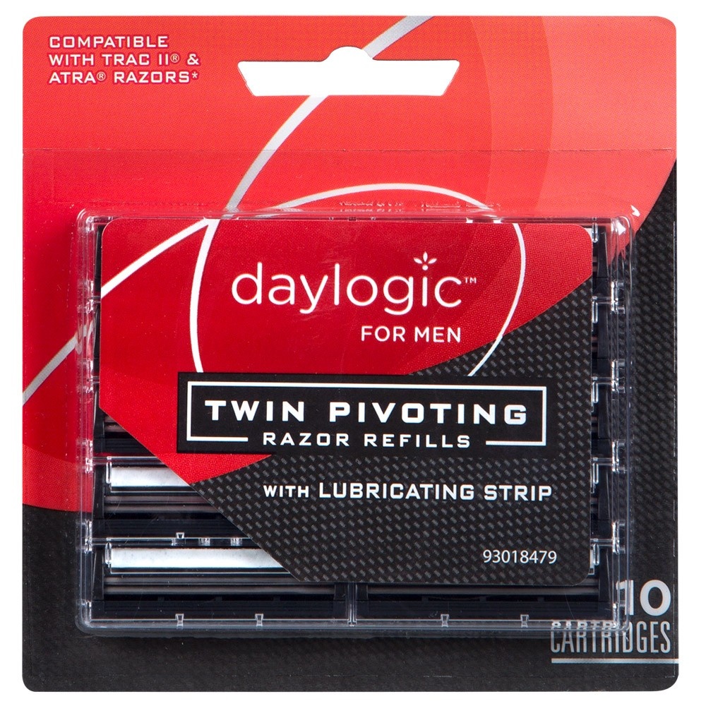 slide 1 of 1, Daylogic Men's Twin Pivoting Razor Refills, 10 ct