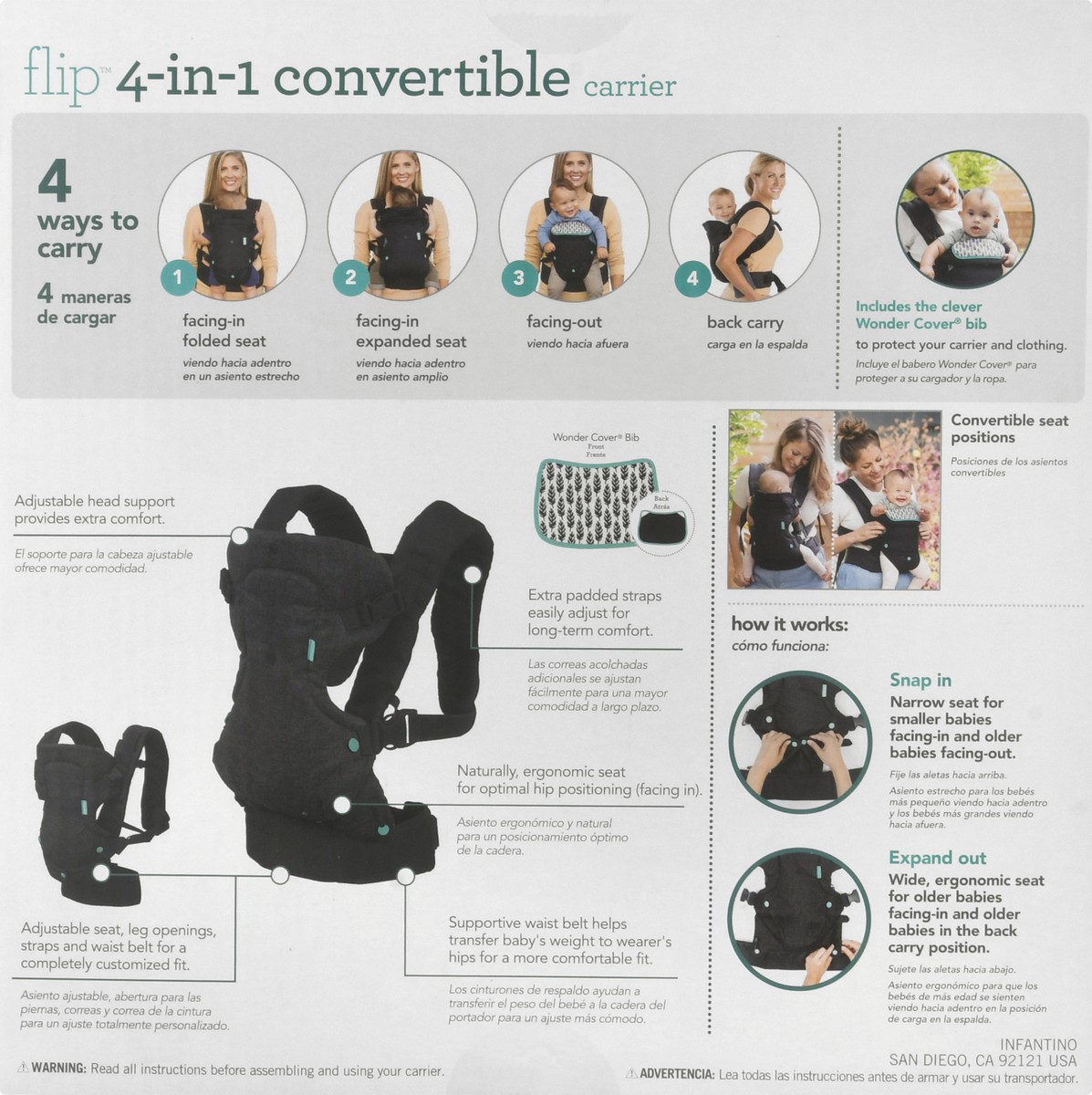 slide 8 of 9, Infantino Flip 4-In-1 Convertible Carrier 1 ea, 1 ct