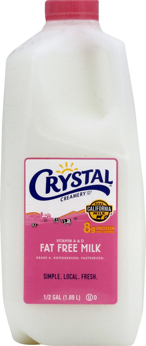 slide 4 of 12, Crystal Creamery Fat Free Milk 0.5 gl, 1/2 gal