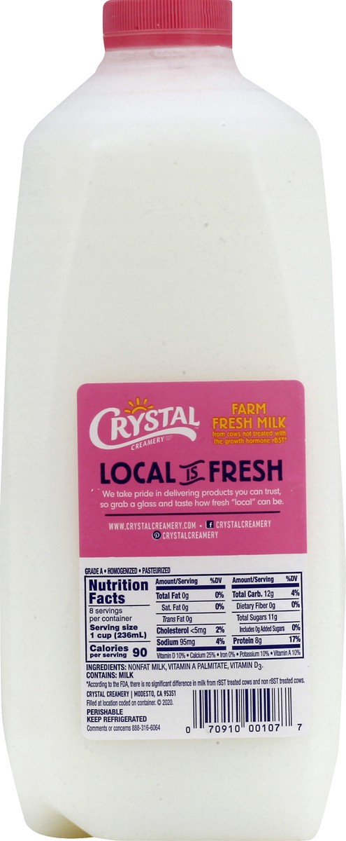 slide 10 of 12, Crystal Creamery Fat Free Milk 0.5 gl, 1/2 gal
