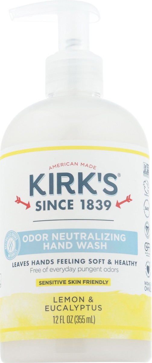 slide 1 of 9, Kirk's Lemon Eucalyptus Odor Neutralizing Hand Wash 12 fl oz, 12 fl oz