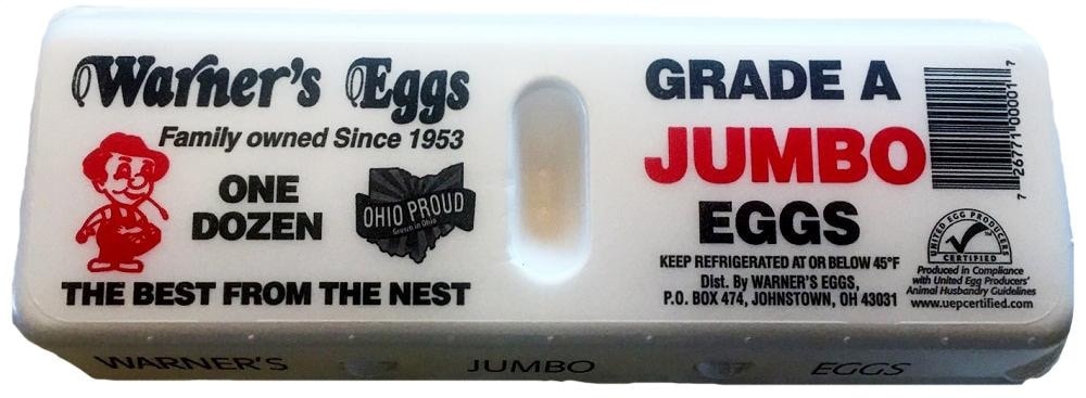 slide 1 of 1, Warner's Jumbo Eggs, 12 ct