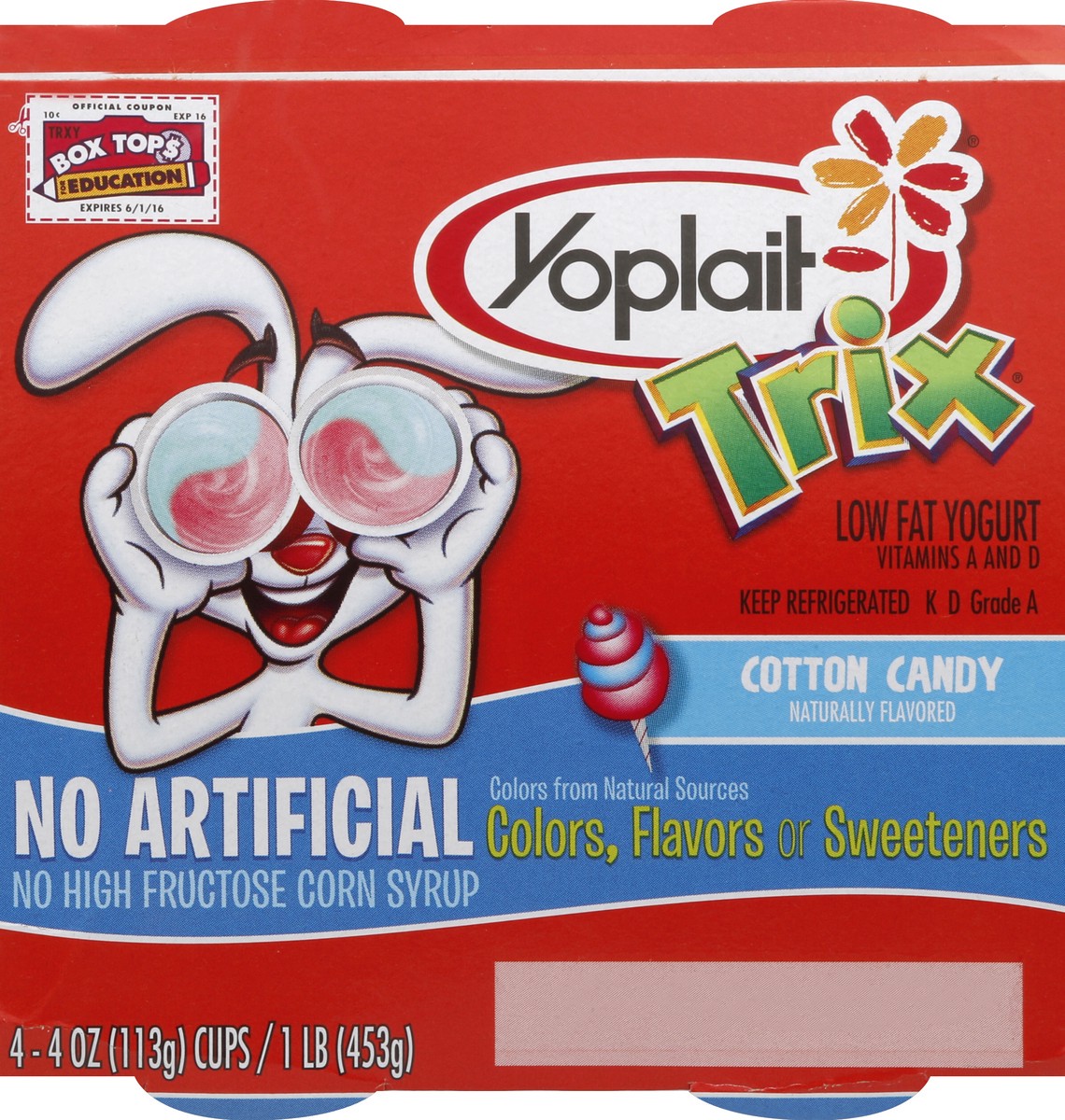 slide 2 of 4, Yoplait Trix Cotton Candy Low Fat Yogurts, 4 ct; 4 oz