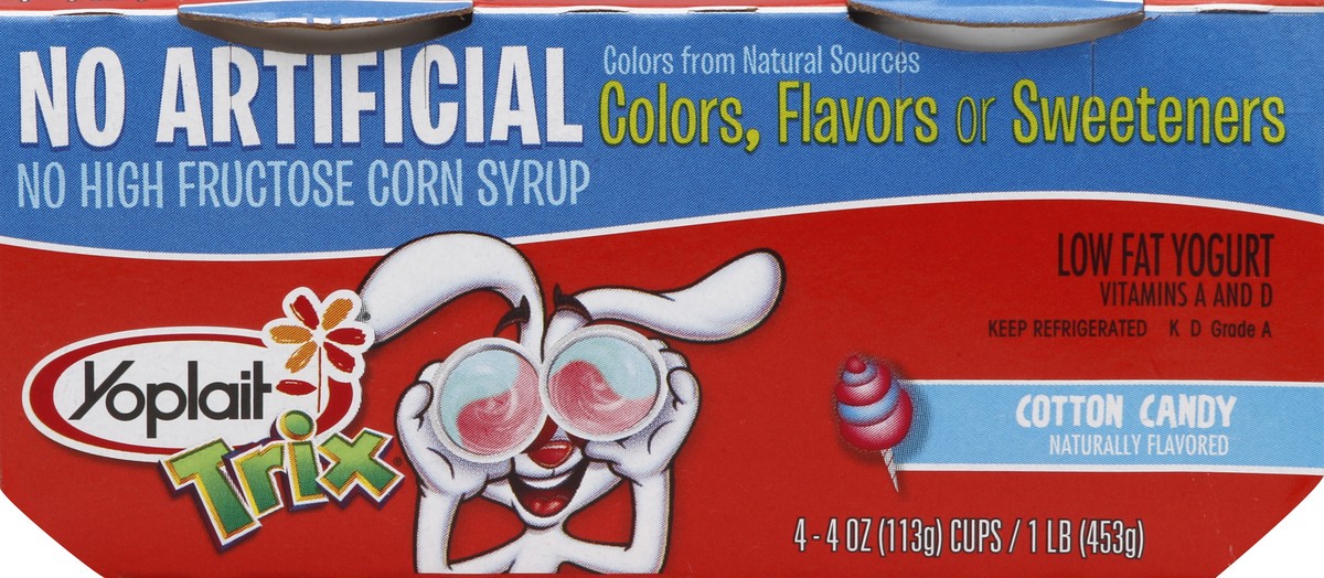 slide 4 of 4, Yoplait Trix Cotton Candy Low Fat Yogurts, 4 ct; 4 oz