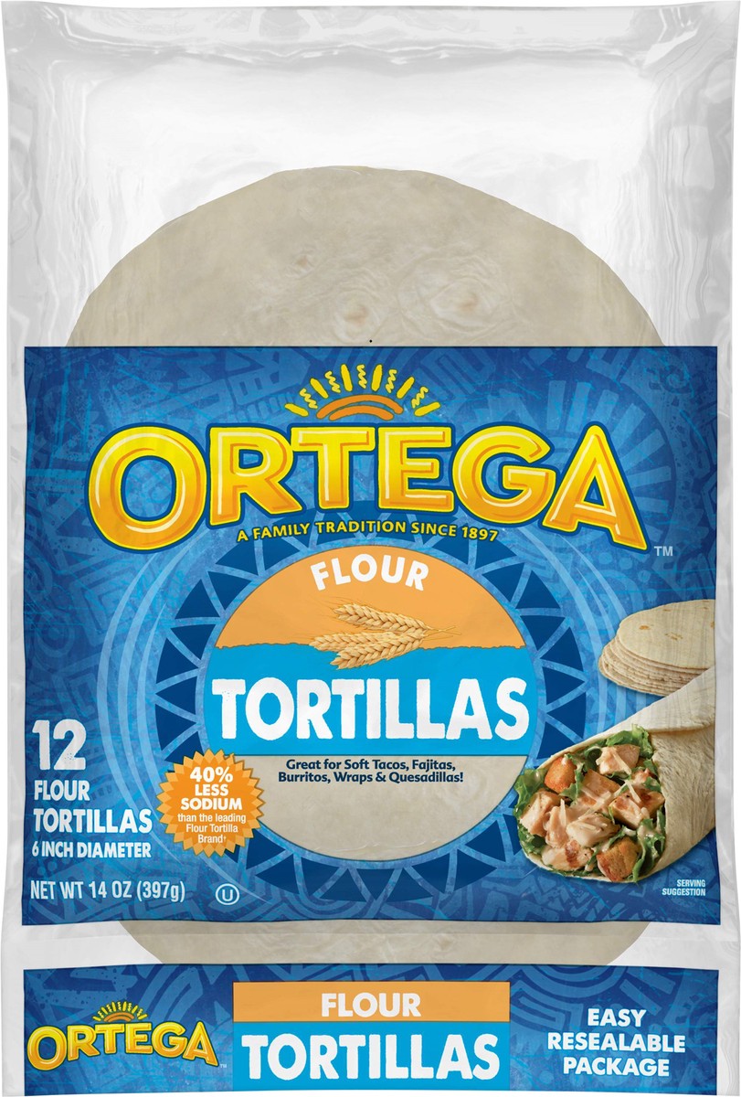 slide 5 of 7, Ortega Flour Tortillas 14 oz, 14 oz