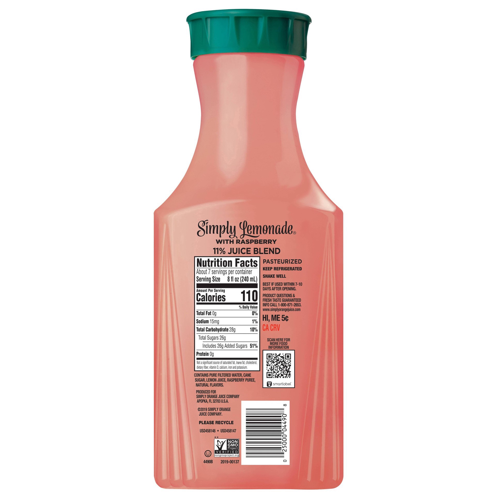 slide 61 of 76, Simply Lemonade with Raspberry, All Natural Non-GMO, 52 fl oz, 52 fl oz