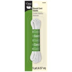 Dritz Elastic, Cord - Round - White, 5 Yd.