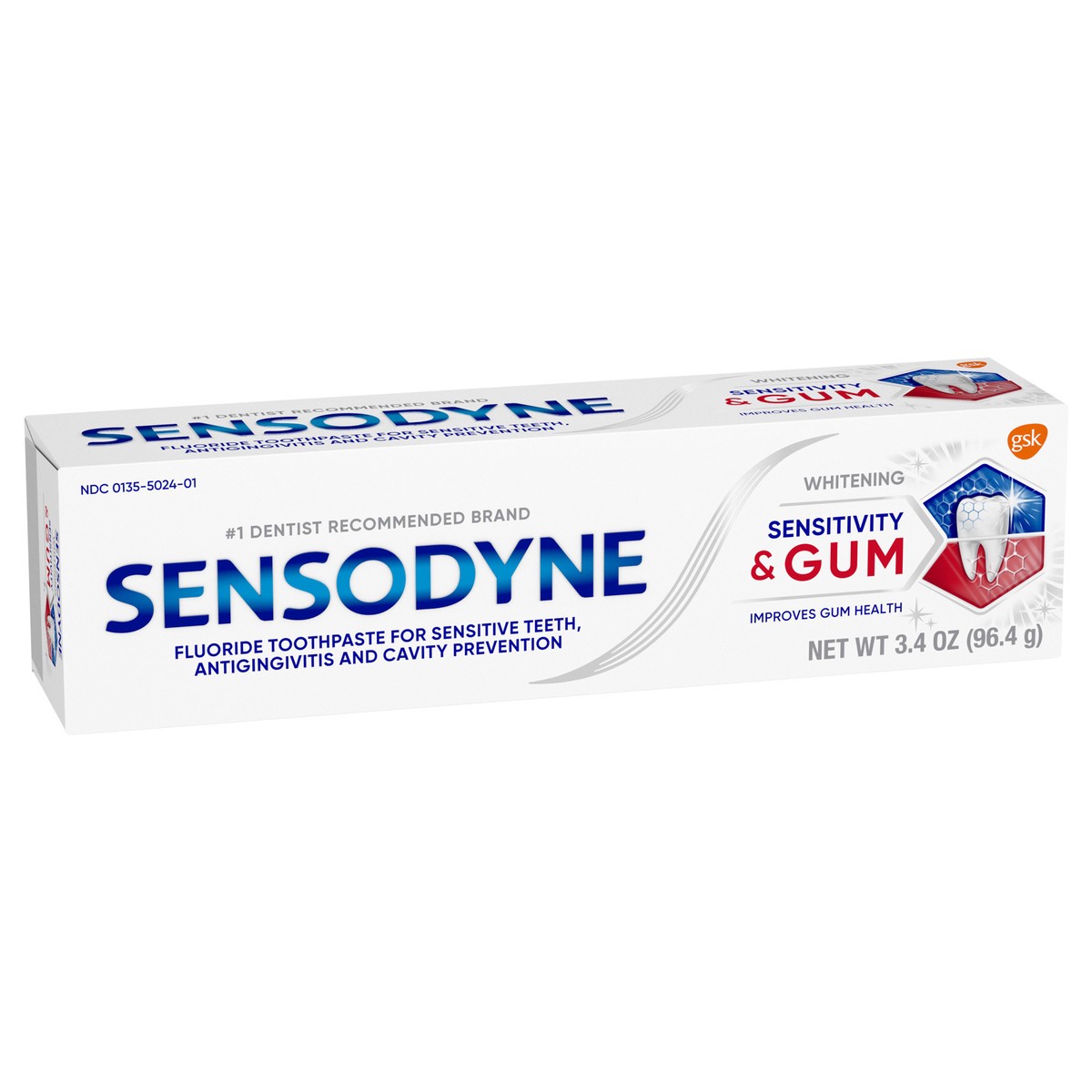 slide 5 of 10, Sensodyne + Gum Whitening Single Pack, 2 ct