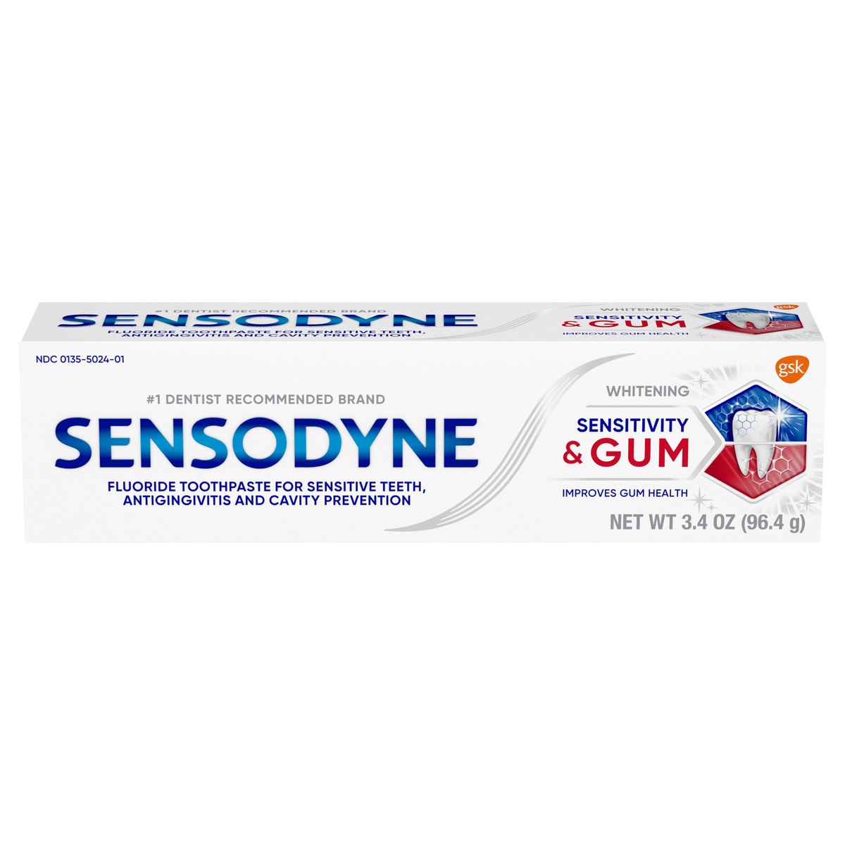 slide 2 of 10, Sensodyne + Gum Whitening Single Pack, 2 ct