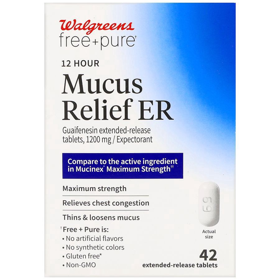 slide 1 of 5, Walgreens Mucus Relief ER Maximum Strength 12HR Tablets, 42 ct