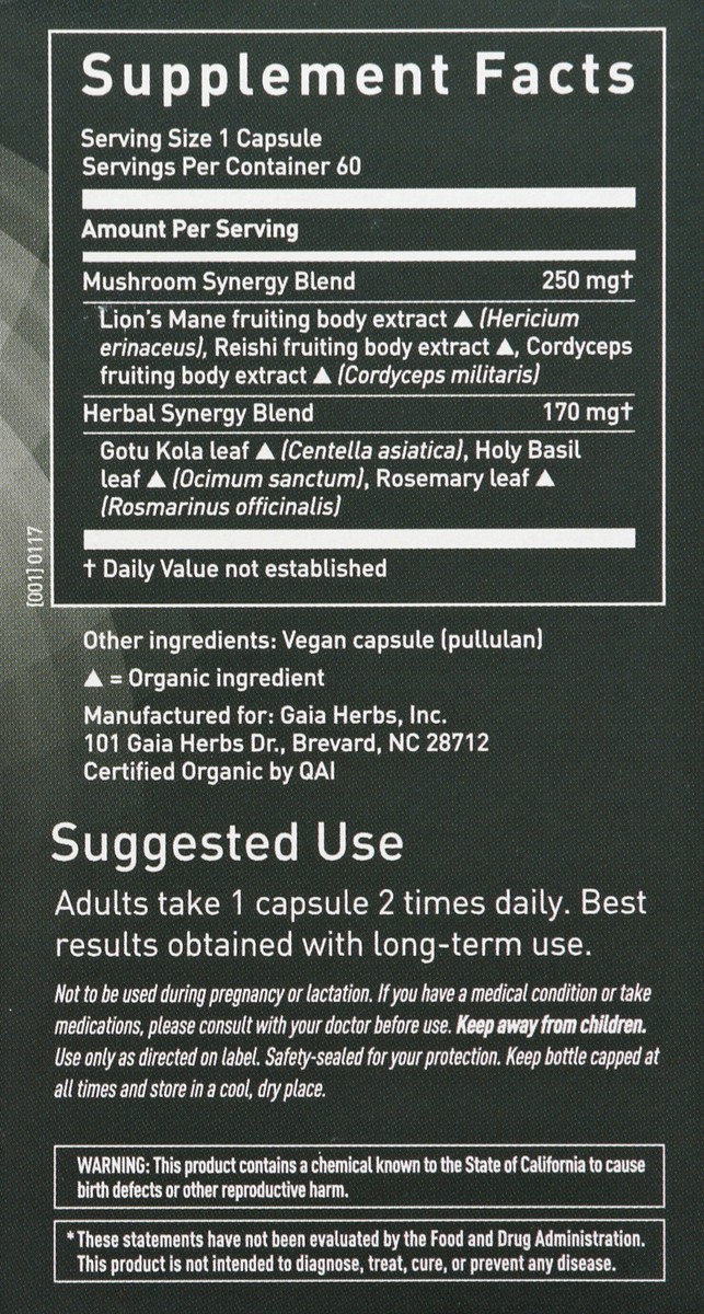 slide 3 of 10, Gaia Herbs Mushrooms Herbs 60 ea, 60 ct